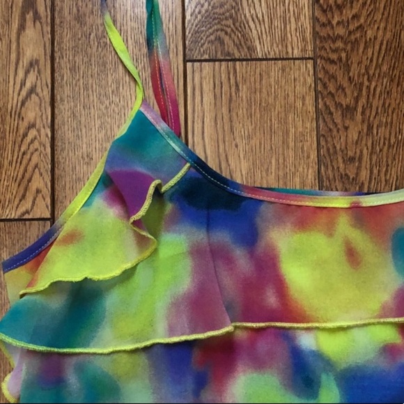 TIE DYE COLORFUL RAINBOW BRIGHT TANK TOP - Picture 4 of 5
